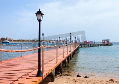 Fototapete Holzsteg mit Laternen