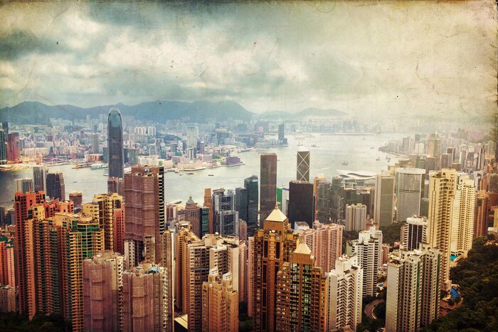 Fototapete Hongkong auf Panorama Vintage