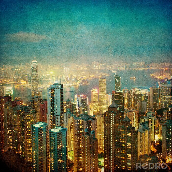 Fototapete Hongkong in Sepia-Tönen