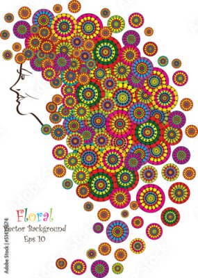 Fototapete hübsche Frau Gesicht mit Paisley-Motive