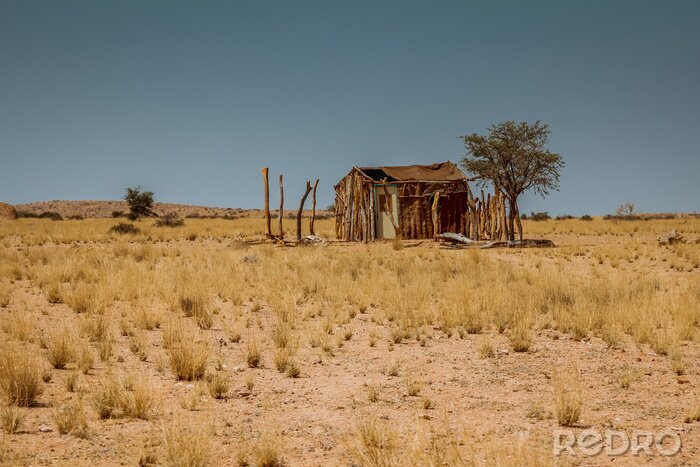 Fototapete Hütte auf Safari in Afrika