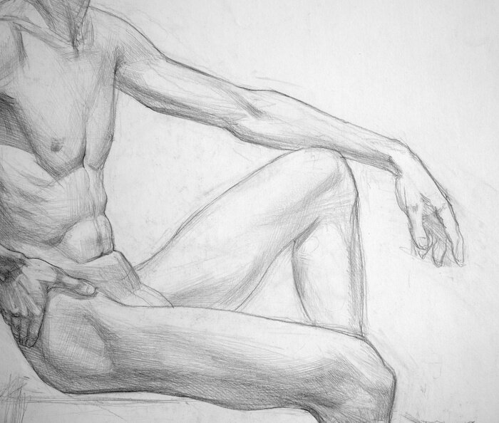 Fototapete Human's figure, pencil drawing illustration, sketch