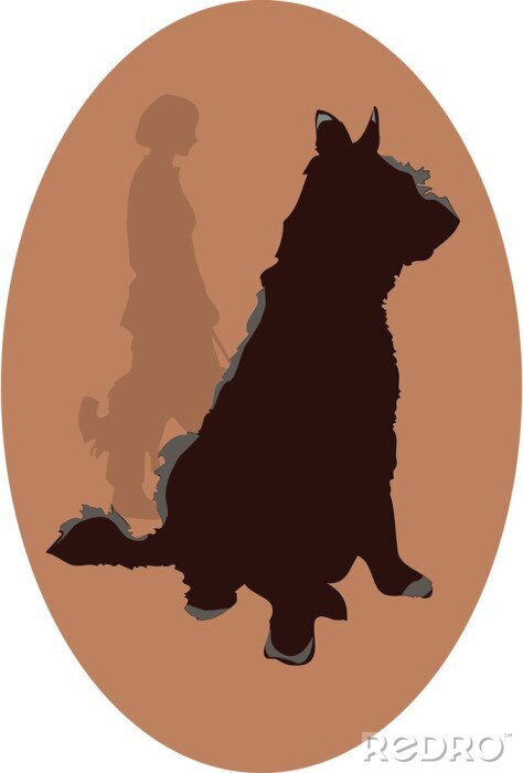 Fototapete Hund-Logo mit Frau Silhouette - Vektor-EPS-10 Transparentfolien