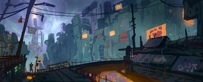 Fototapete Illustration der Stadt Fantasy