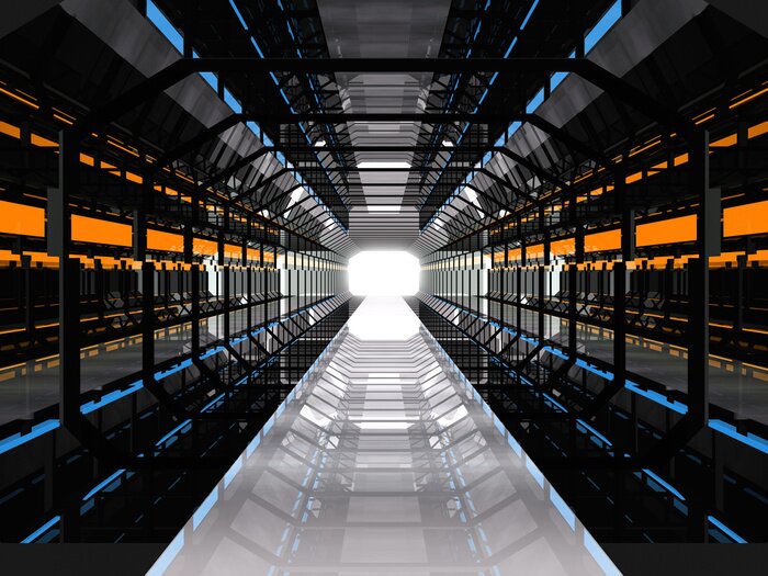 Fototapete Illustration des futuristischen Tunnels