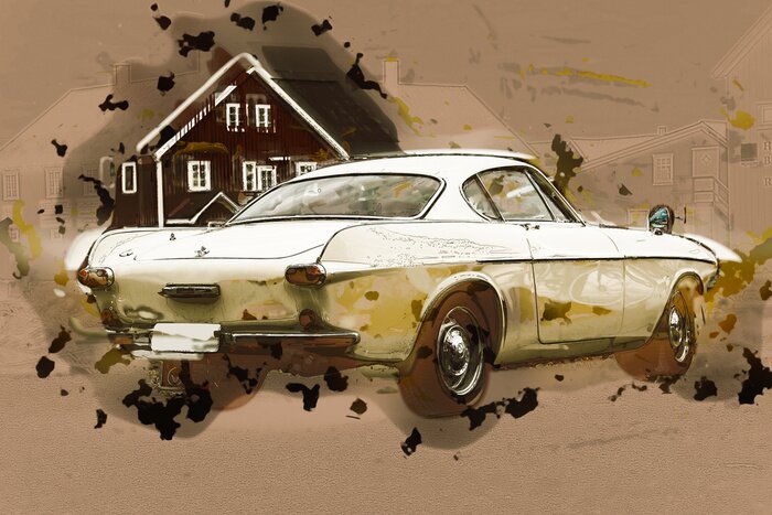 Fototapete Illustration Oldtimer