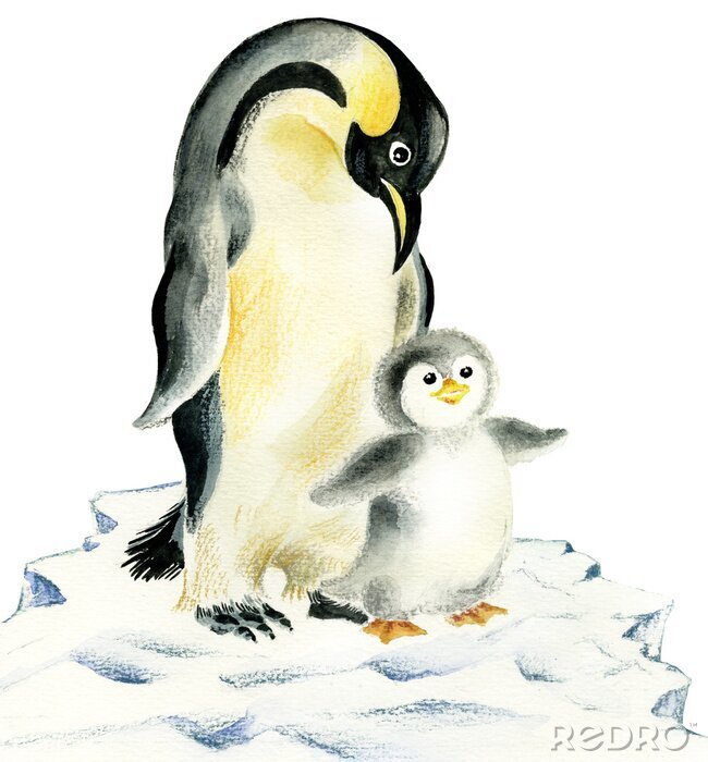 Fototapete Illustration von niedlichen Pinguine: Mutter und Baby