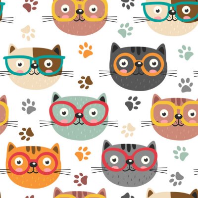 Illustrierte Katzen mit bunten Brillen