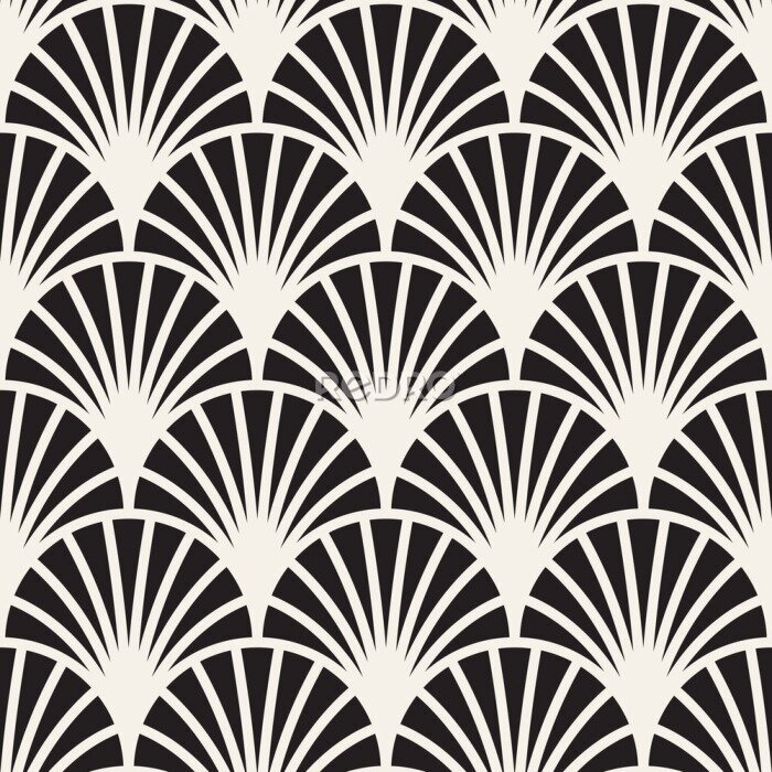 Fototapete Im Art-Déco-Stil schwarz-weiße Bögen