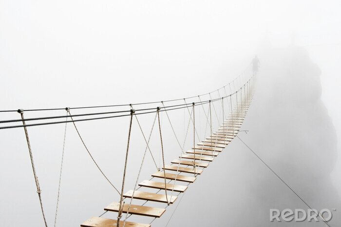 Fototapete Im Nebel hängende Brücke