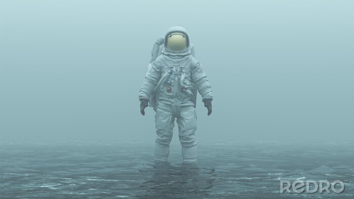 Fototapete Im Wasser stehender Astronaut
