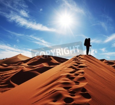 Fototapete In der Wüste wandernder Mensch