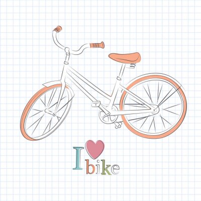 Fototapete In einem Notizbuch gemaltes Fahrrad