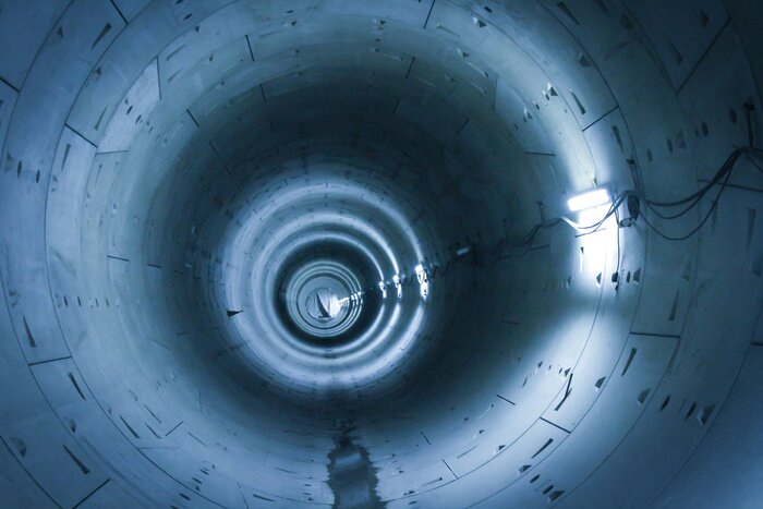 Fototapete Industrieller Betontunnel 3D