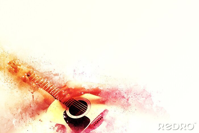 Fototapete Instrument Gitarre auf weißem Hintergrund