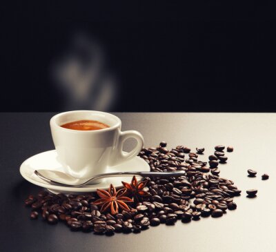 Fototapete Italienischer Kaffee Bohnen und Anis