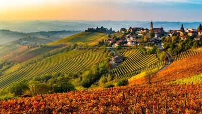 Fototapete Italienisches Dorf von der Langhe-Region in Italien