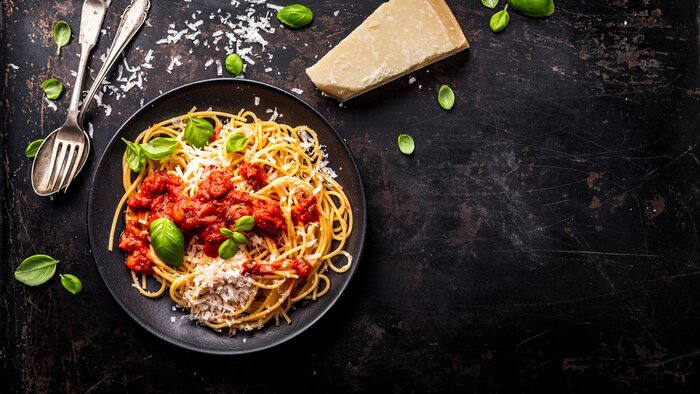 Fototapete italienisches Gericht mit Tomatensauce