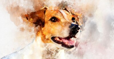 Fototapete Jack Russell Terrier auf Aquarell-Hintergrund