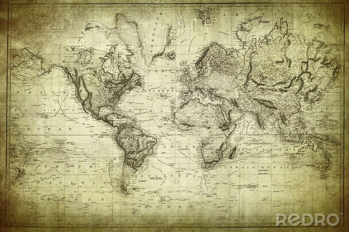 Fototapete Jahrgang Karte der Welt