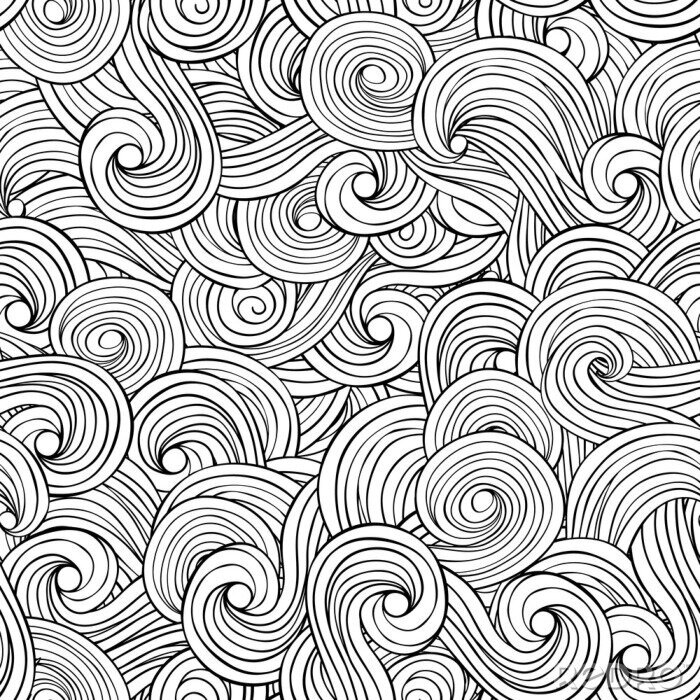 Fototapete Japanische Schwarz-Weiß-Wellen