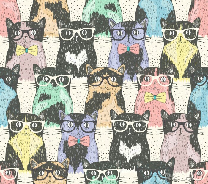 Fototapete Jugendliche Katzen mit Brillen