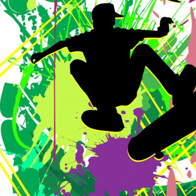 Fototapete Junge auf dem Skateboard