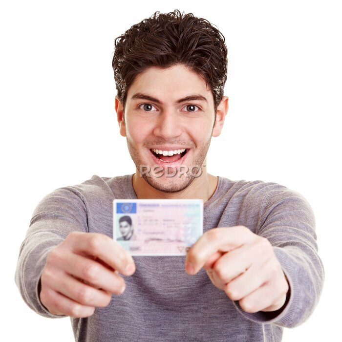 Fototapete Junger Mann mit Führerschein