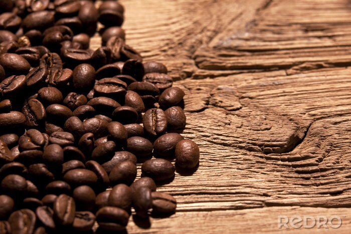 Fototapete Kaffee auf Brettern
