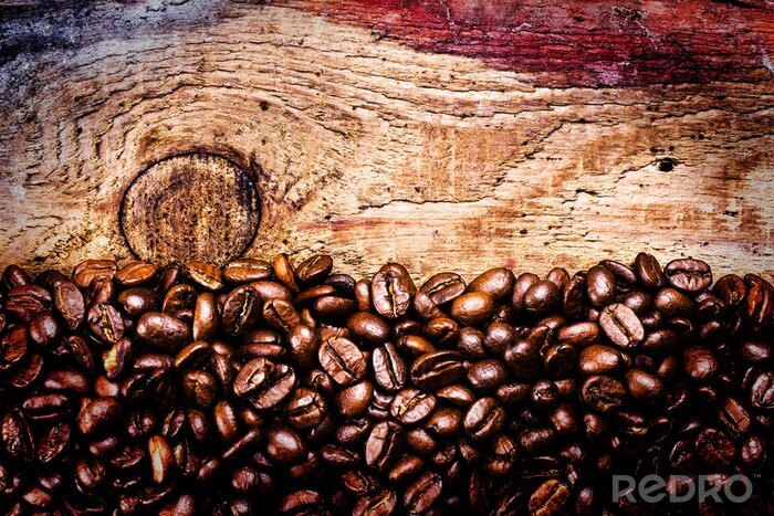 Fototapete Kaffee auf Holz verschüttet