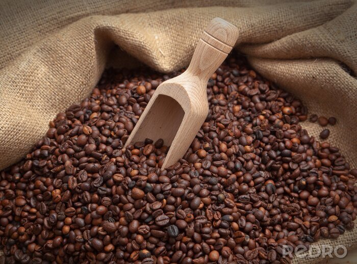 Fototapete Kaffee Bohnen im Jutesack