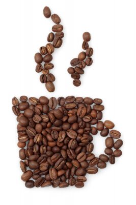 Fototapete Kaffee Bohnen in Form eines Bechers angeordnet