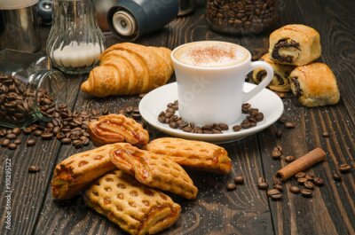 Fototapete Kaffee und Gebäck