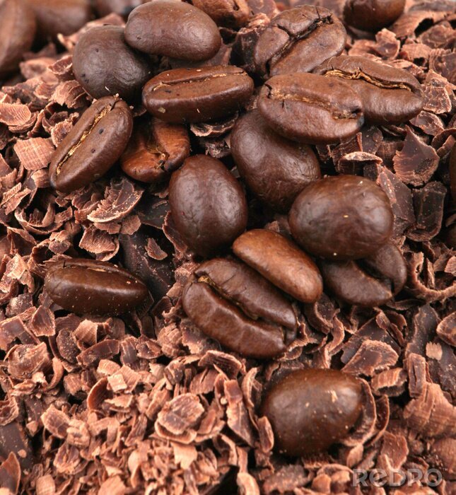 Fototapete Kaffeebohnen und Schokolade