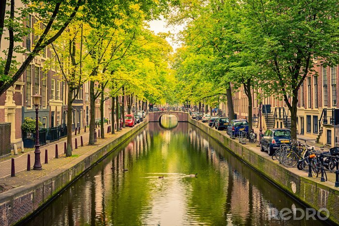 Fototapete Kanal durch Amsterdam