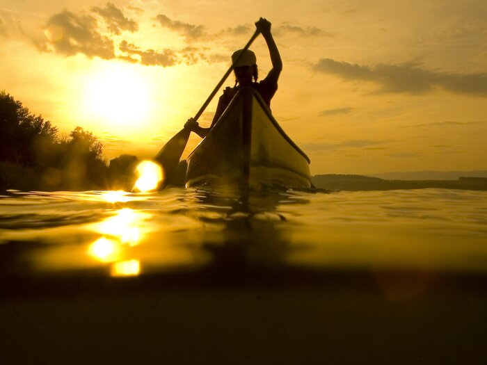 Fototapete Kanu mit sonne