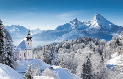 Fototapete Kapelle in den bayerischen Alpen