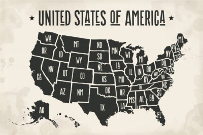 Karte der Vereinigten Staaten im Retro-Stil
