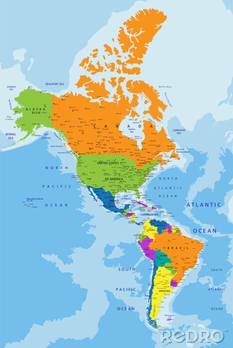 Fototapete Karte mit Amerika