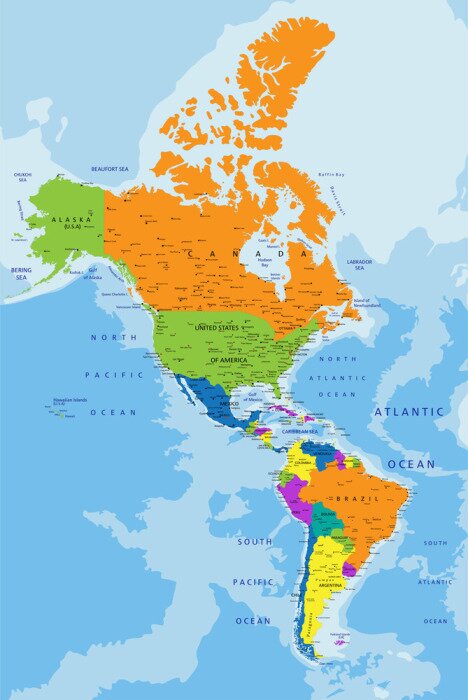 Fototapete Karte mit Amerika