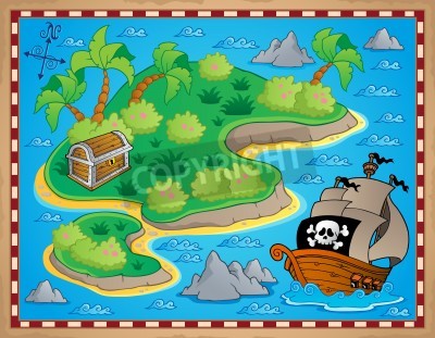 Fototapete Karte Piratenschiff