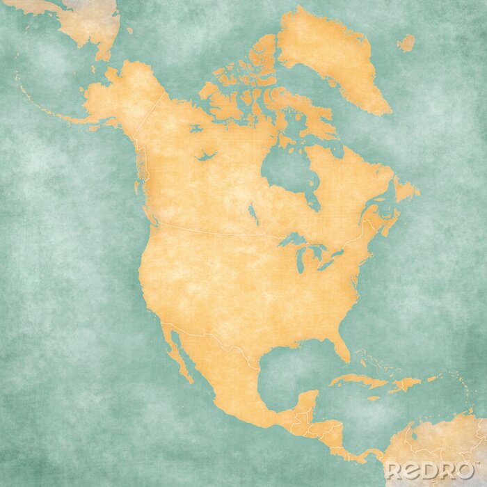 Fototapete Karte Vintage von Nordamerika