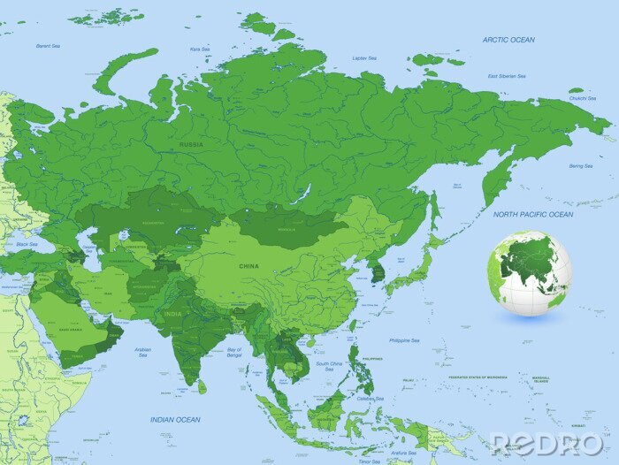 Fototapete Karte von Asien
