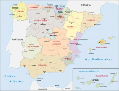 Fototapete Karte von Spanien
