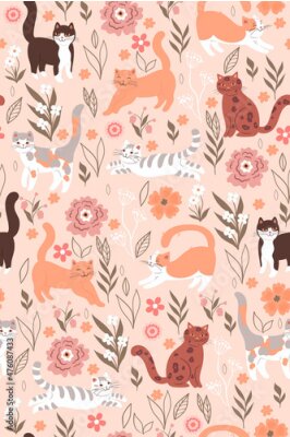 Fototapete Katzen auf einer Fr?hlingswiese