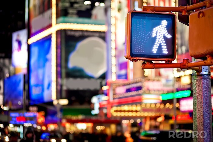 Fototapete Keep walking New York Verkehrszeichen mit unscharfen Hintergrund