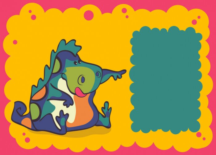 Fototapete Kids Party Einladung mit Dinosaurier-Comic-Figur