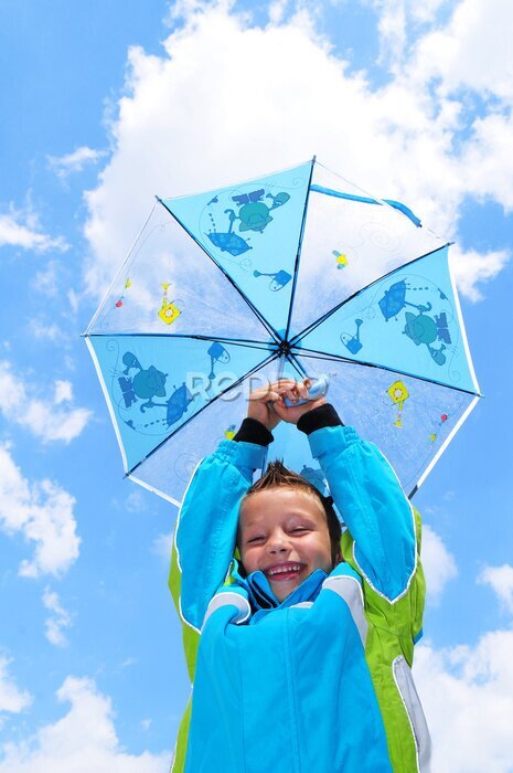 Fototapete Kind mit Regenschirm