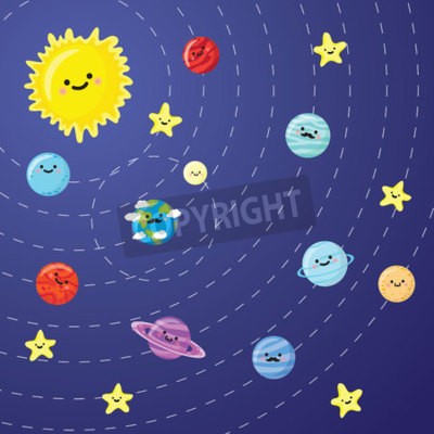 Fototapete Kindermuster des Sonnensystems