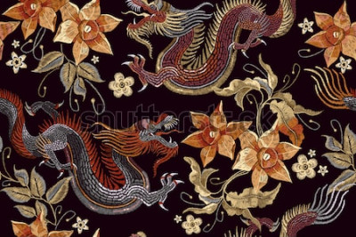 Fototapete Klassische asiatische Stickerei